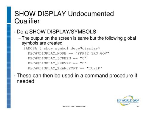 OpenVMS System Management Techniques, Tools ... - OpenMPE