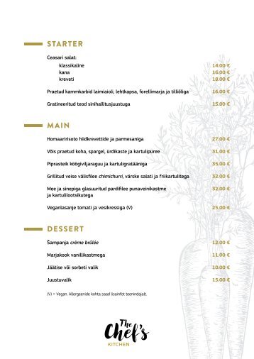 Chef's Kitchen menu from 17.05.2023