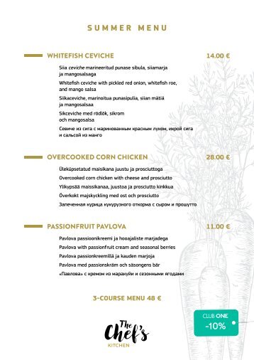 Chef's Kitchen seasonal menu from 17.05.2023