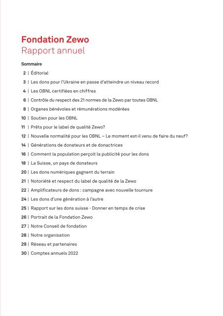 Zewo Rapport annuel 2022