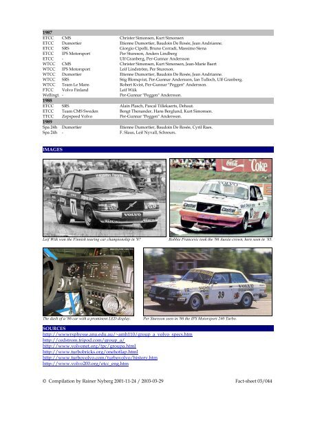 85 Volvo 240 Turbo - Motorsports Almanac
