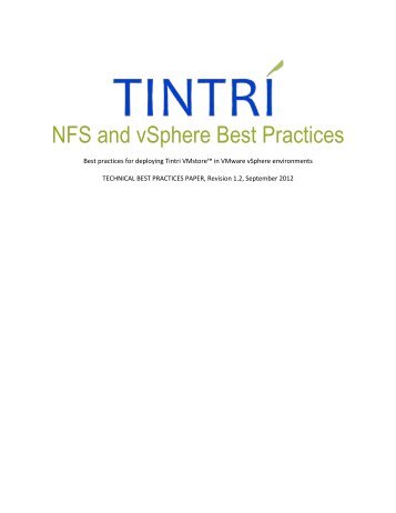 NFS and vSphere Best Practices - Tintri