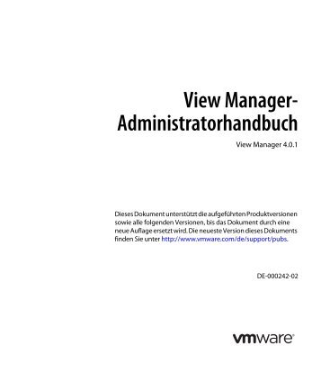 View Manager-Administratorhandbuch - VMware