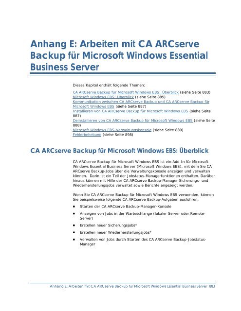 Einführung in CA ARCserve Backup