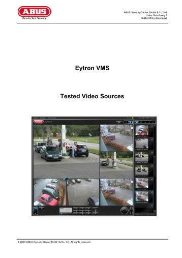 Eytron VMS Tested Video Sources - SC-Weber