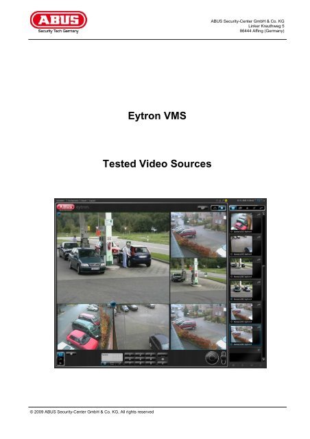 Eytron VMS Tested Video Sources - SC-Weber