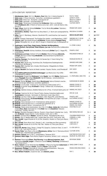 Mikrokosmos List 523. - 2 - November 2008 ....20TH-CENTURY ...