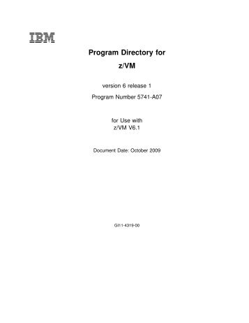 Program Directory for z/VM - z/VM - IBM