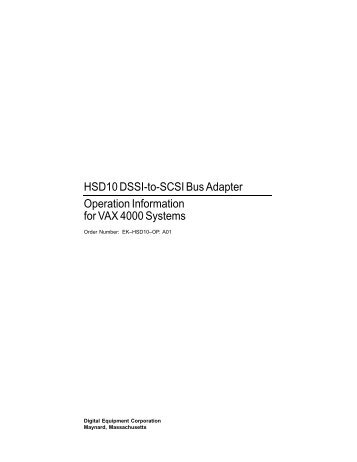 1 HSD10 DSSI-to-SCSI Bus Adapter Introduction - Manx