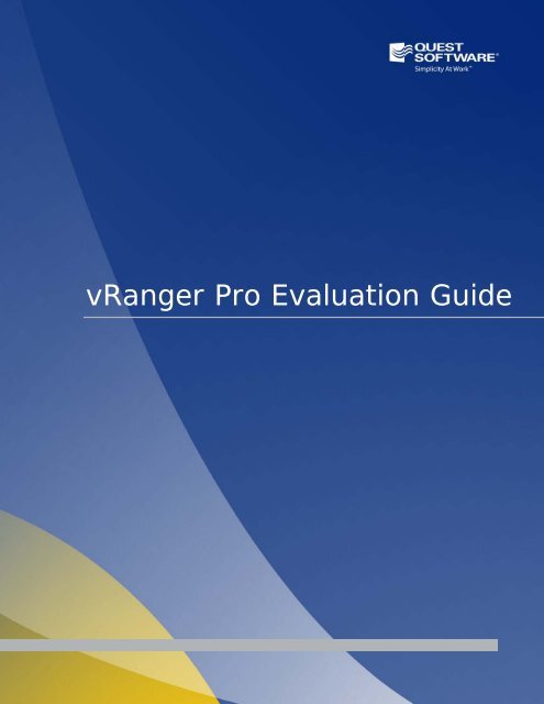 vRanger Pro Evaluation Guide - Quest Software