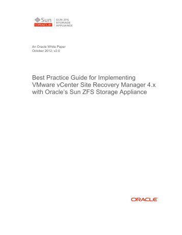 Best Practice Guide for Implementing VMware Site Recovery - Oracle