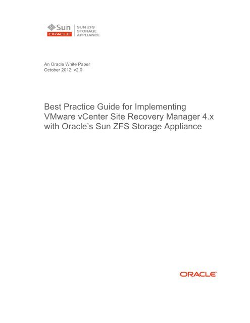 Best Practice Guide for Implementing VMware Site Recovery - Oracle