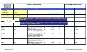 Effective December 20, 2012 Pricelist Template Form - Peppm