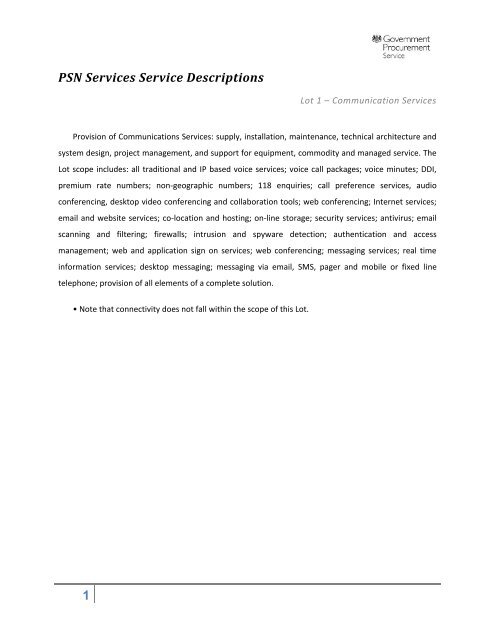 1 PSN Services Service Descriptions - Government Procurement ...