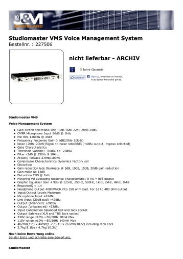 Studiomaster VMS Voice Management System