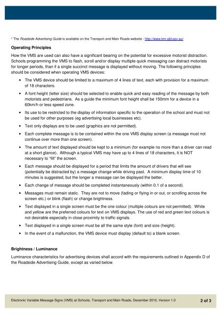 Electronic Variable Message Signs (VMS) - Department of Transport ...