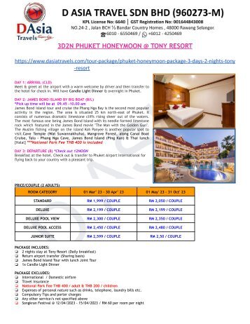 Phuket Honeymoon Tour Packages 2023/2024