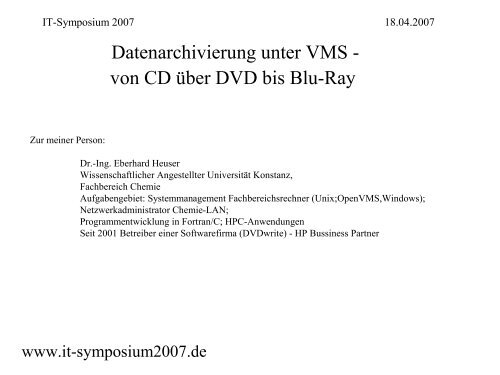 Datenarchivierung unter VMS - von CD über DVD bis Blu-Ray