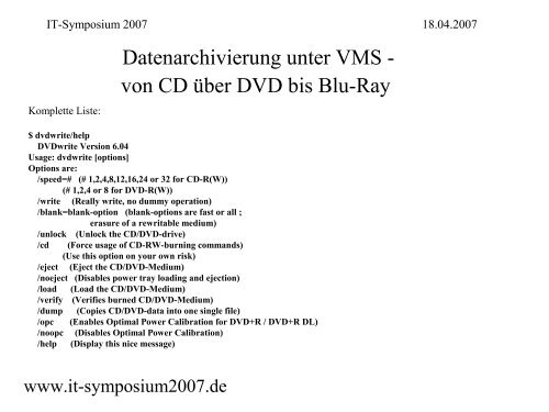 Datenarchivierung unter VMS - von CD über DVD bis Blu-Ray