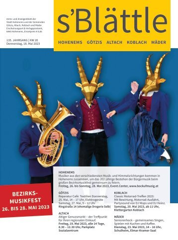 s'Blättle Nr. 20 - Mi, 17. Mai 2023
