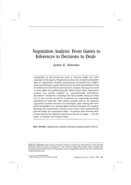 Negotiation Analysis: From Games to Inferences to Decisions to Deals