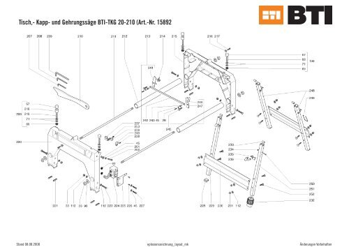 Tisch,- Kapp- und Gehrungssäge BTI-TKG 20-210 (Art.-Nr. 15892