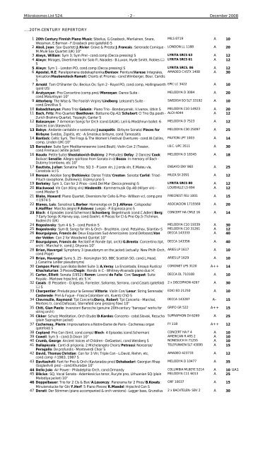 Mikrokosmos List 524. - 2 - December 2008 .20TH-CENTURY