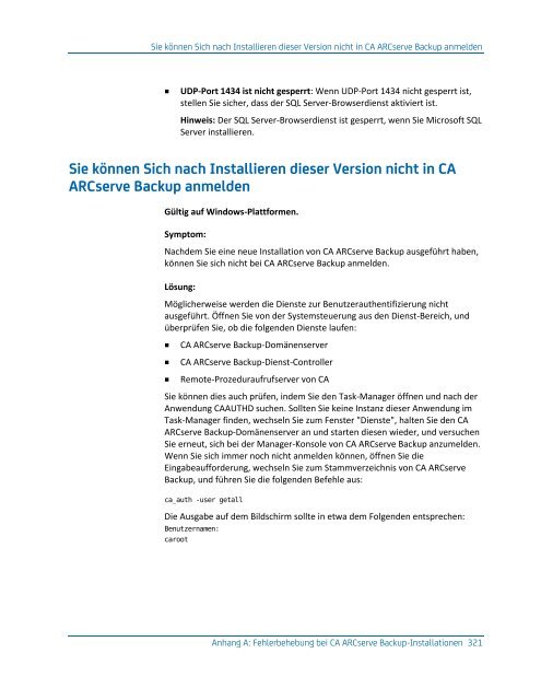 CA ARCserve Backup für Windows ... - CA Technologies