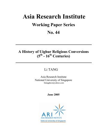 A History of Religious Traditions Among the Uighurs
