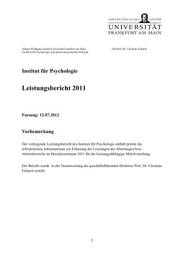 Leistungsbericht 2011 - Differentielle Psychologie & Psychologische ...