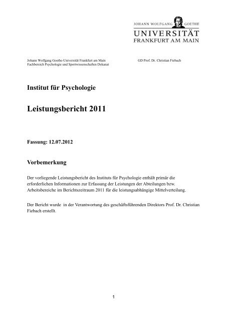 Leistungsbericht 2011 - Differentielle Psychologie &amp; Psychologische ...