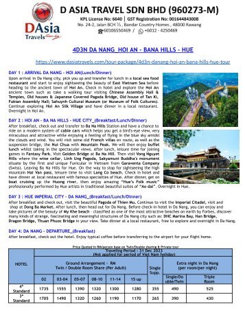 Danang Tour Packages 2023/2024