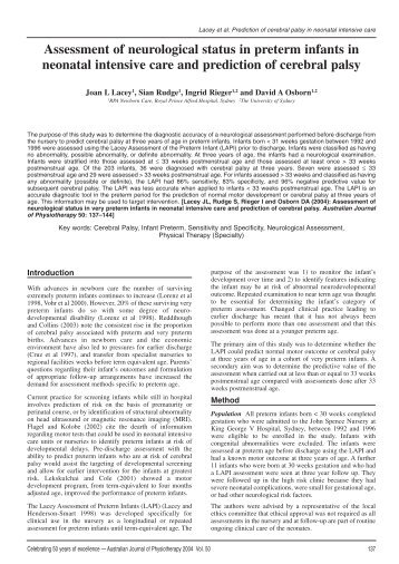 Assessment of neurological status in preterm infants in neonatal ...