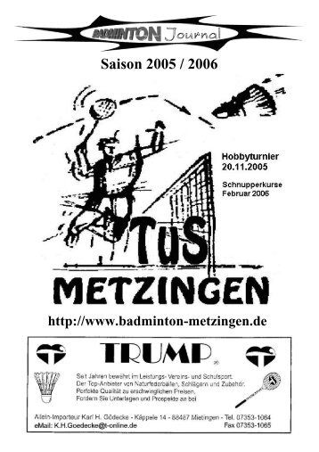 1. Mannschaft - Badminton in Metzingen