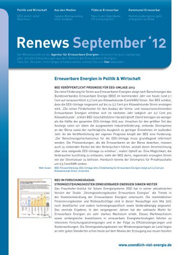 Renews September 2012 - Agentur für Erneuerbare Energien