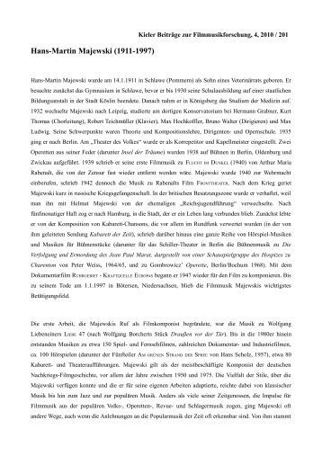 Hans-Martin Majewski - Kieler Gesellschaft für Filmmusikforschung