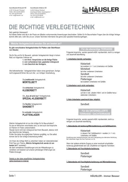 DIE RICHTIGE VERLEGETECHNIK - Häusler