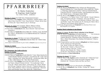 Mitteilungen – Hinweise - Pfarrei Neukirchen