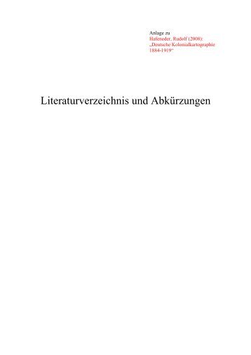 Literaturverzeichnis und Abkürzungen - rudolf-hafeneder.de