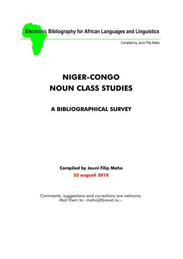 Niger-Congo noun class studies: a bibliographical survey - Glocalnet