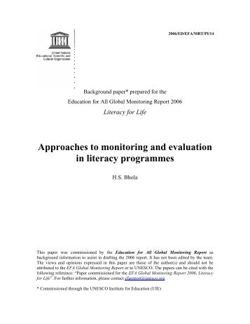 Approaches to monitoring and evaluation in literacy programmes ...