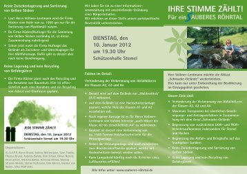 IHRE STIMME ZÄHLT! - kein müll für sundern!