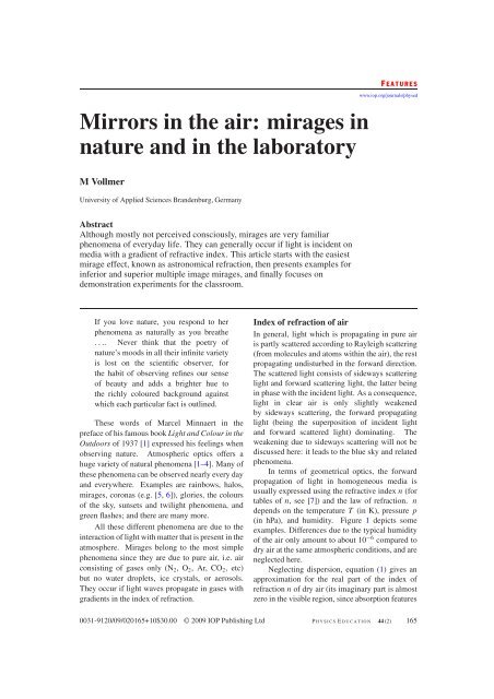 Mirrors in the air: mirages in nature and in the laboratory