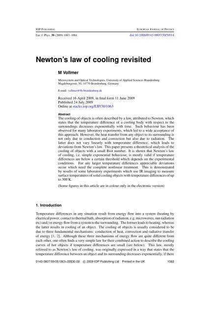 Newton's law of cooling revisited - Cartan