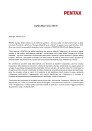 COMUNICATO STAMPA - Pentax Italia