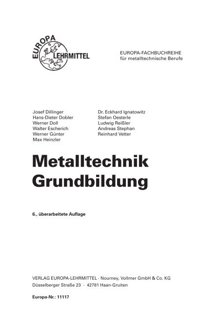 Metalltechnik Grundbildung - Europa-Lehrmittel