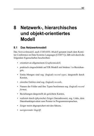 8 Netzwerk-, hierarchisches und objekt-orientiertes Modell