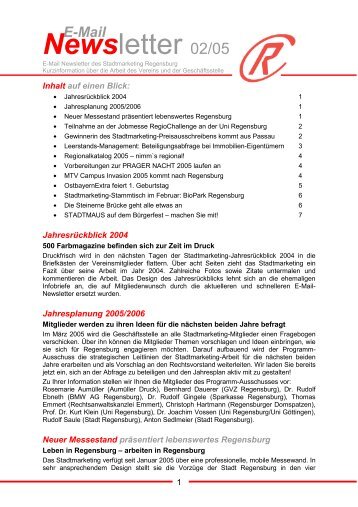 E-Mail Newsletter - Stadtmarketing Regensburg