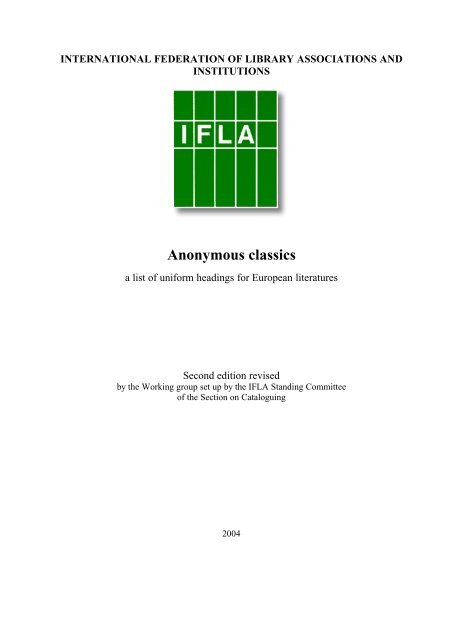 Anonymous classics - IFLA