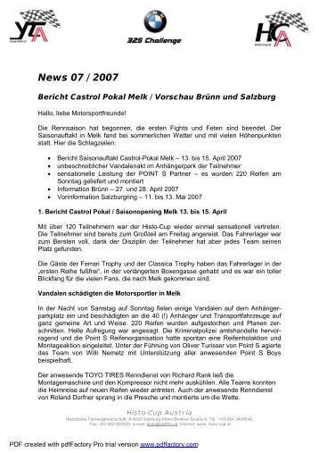 News 07 / 2007 - Histo-Cup Austria